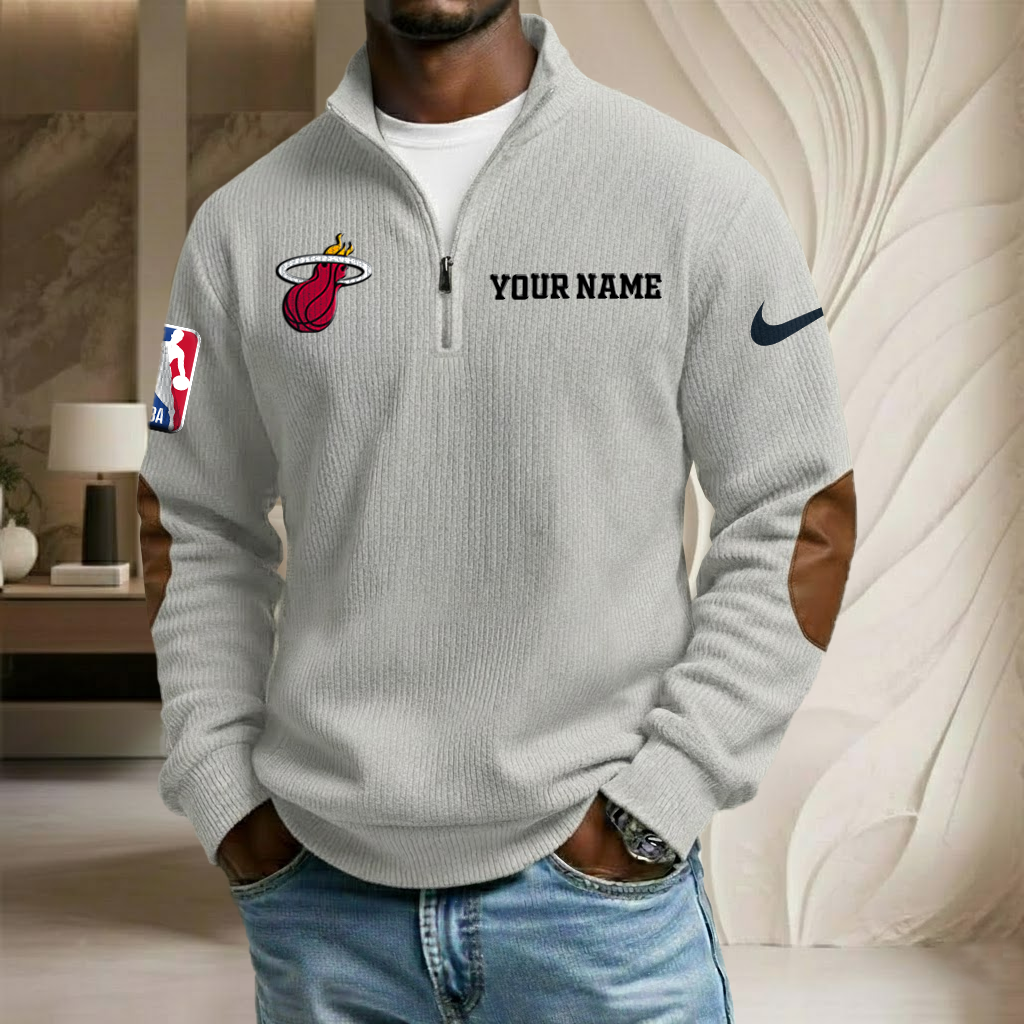 NBA x MIA Custom Name Stand Collar Half-zip Sweatshirt HLP HLPHUONG