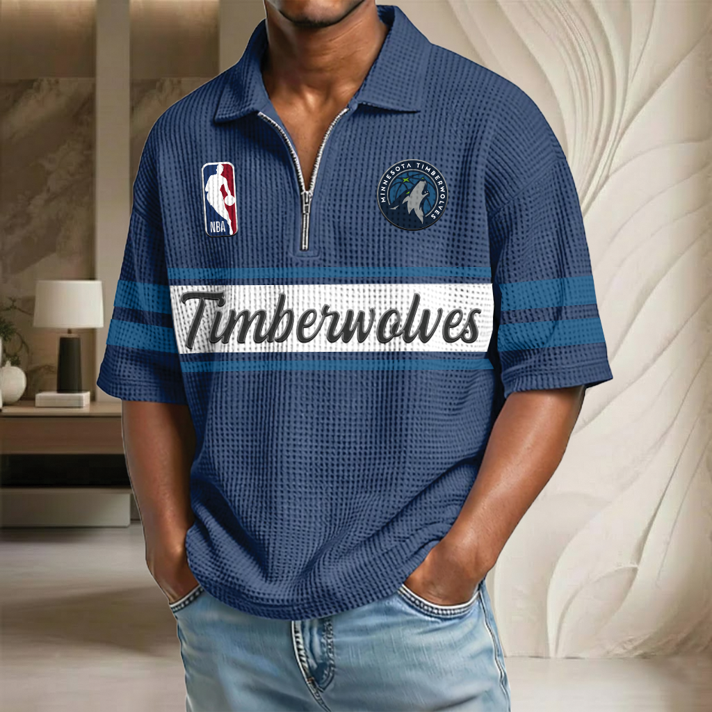 NBA x MT Basketball Waffle Half-Zip Polo Shirt HLP HLPHUONG