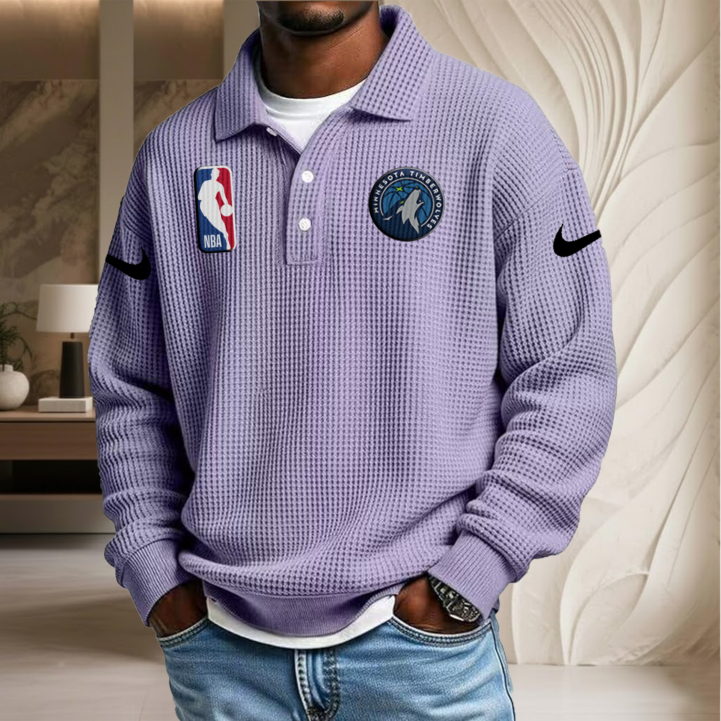NBA x MT Waffle Three Button Lapel Polo HLP HLPHUONG