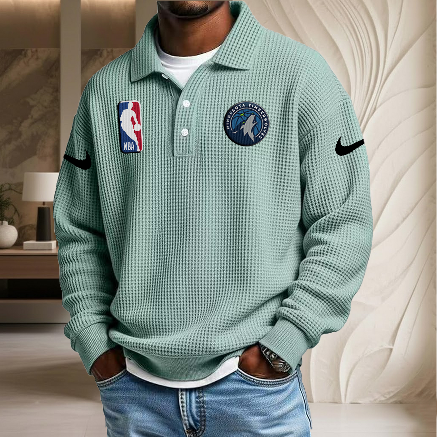 NBA x MT Waffle Three Button Lapel Polo HLP HLPHUONG