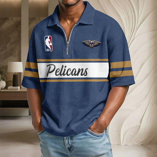 NBA x NOP Basketball Waffle Half-Zip Polo Shirt HLP HLPHUONG