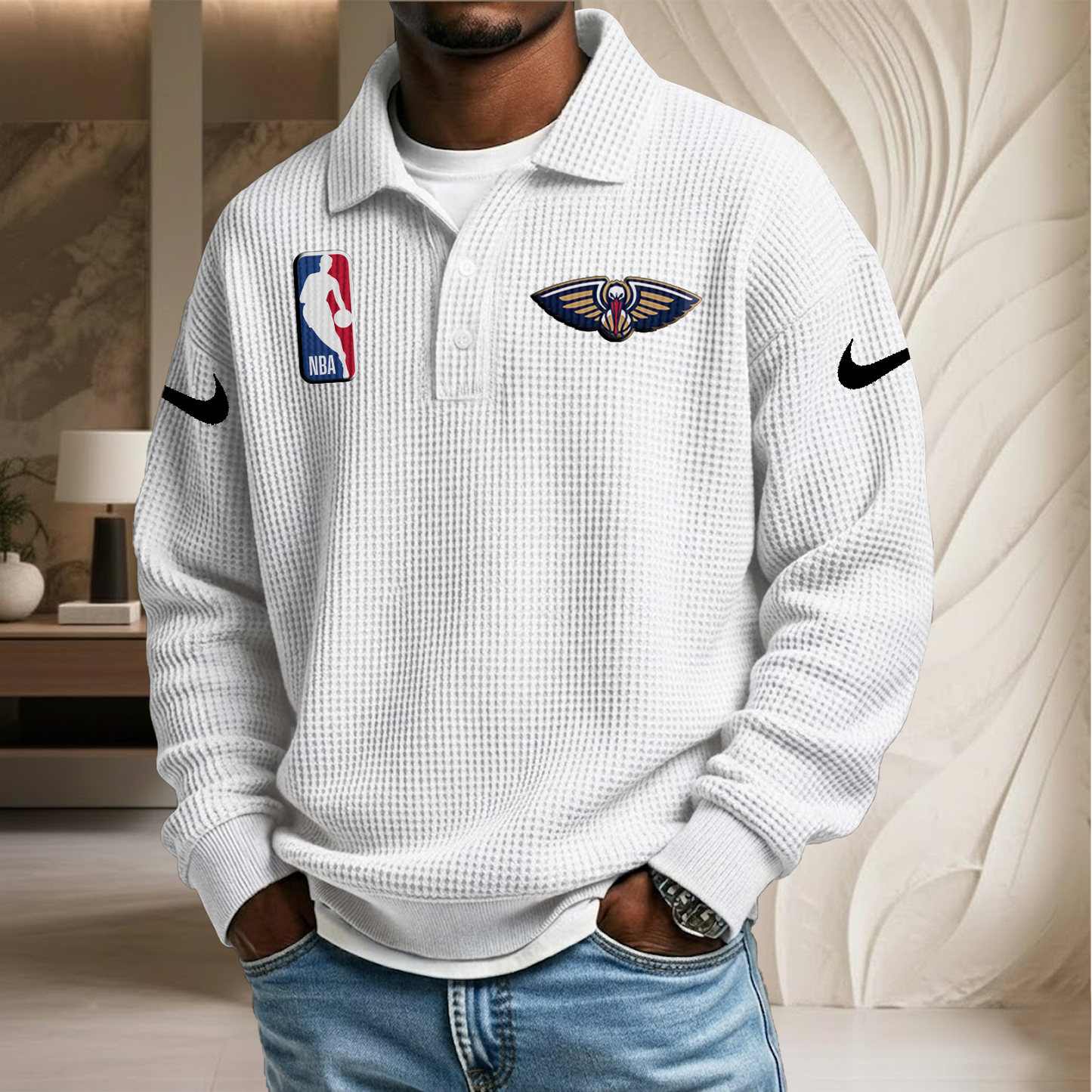 NBA x NOP Waffle Three Button Lapel Polo HLP HLPHUONG