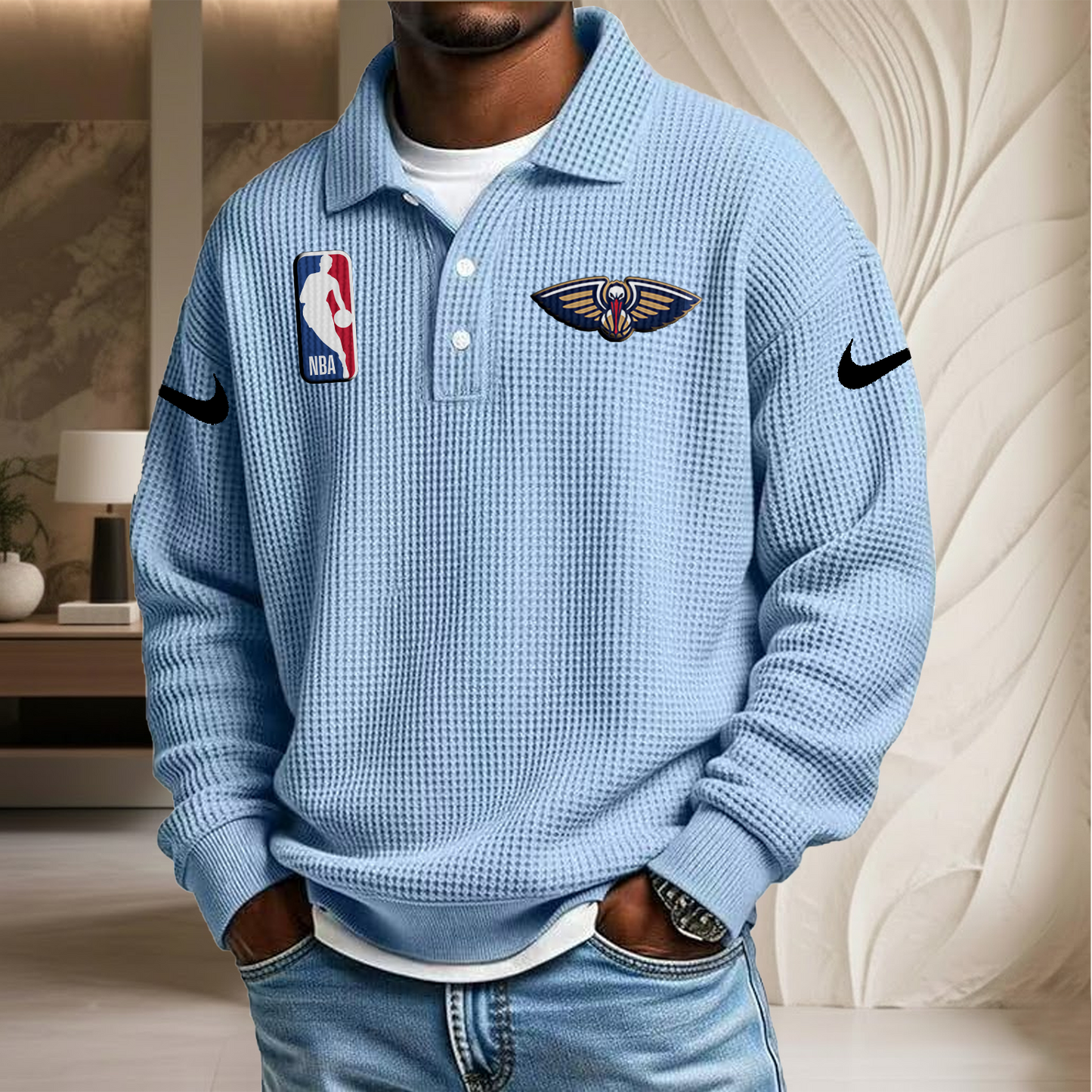 NBA x NOP Waffle Three Button Lapel Polo HLP HLPHUONG