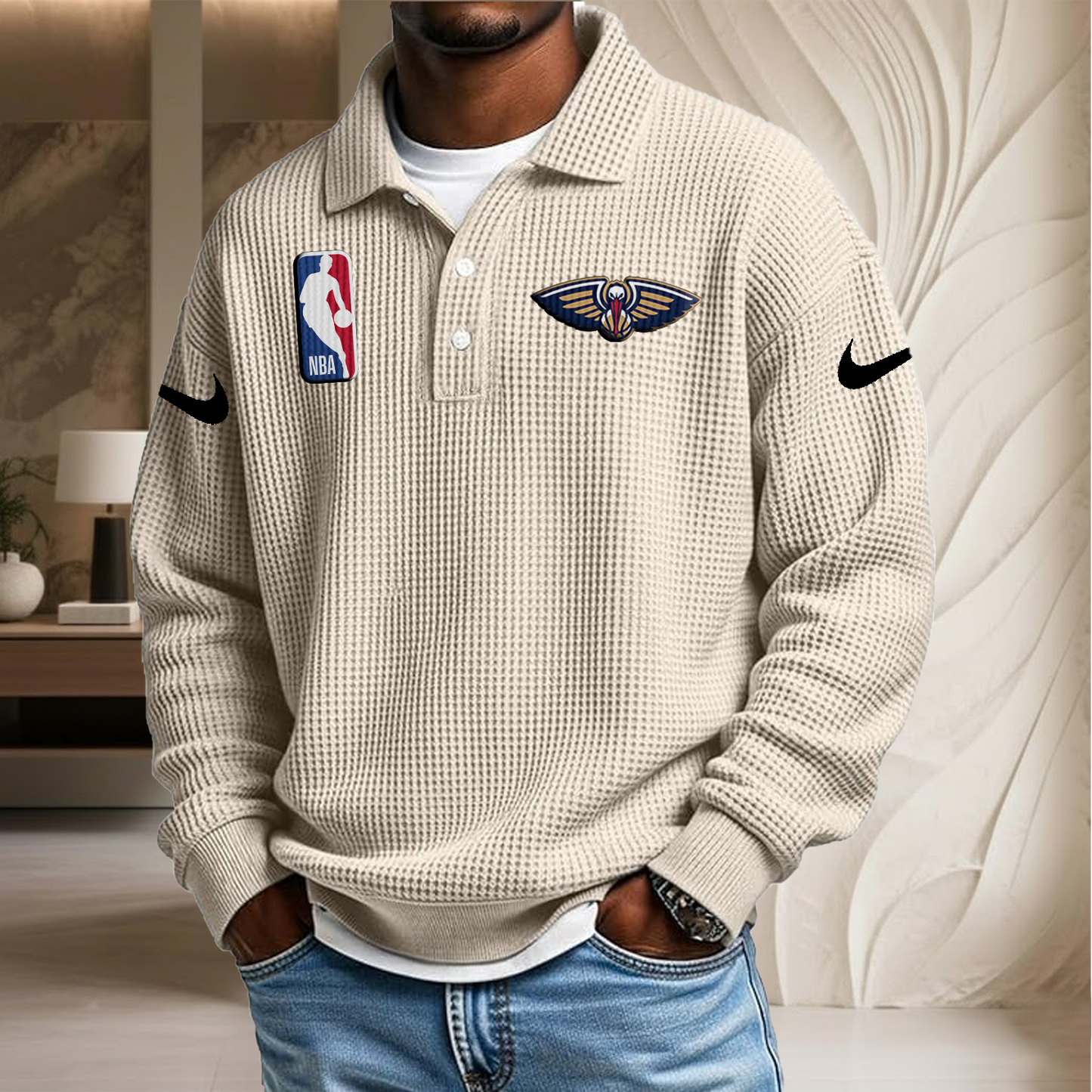 NBA x NOP Waffle Three Button Lapel Polo HLP HLPHUONG