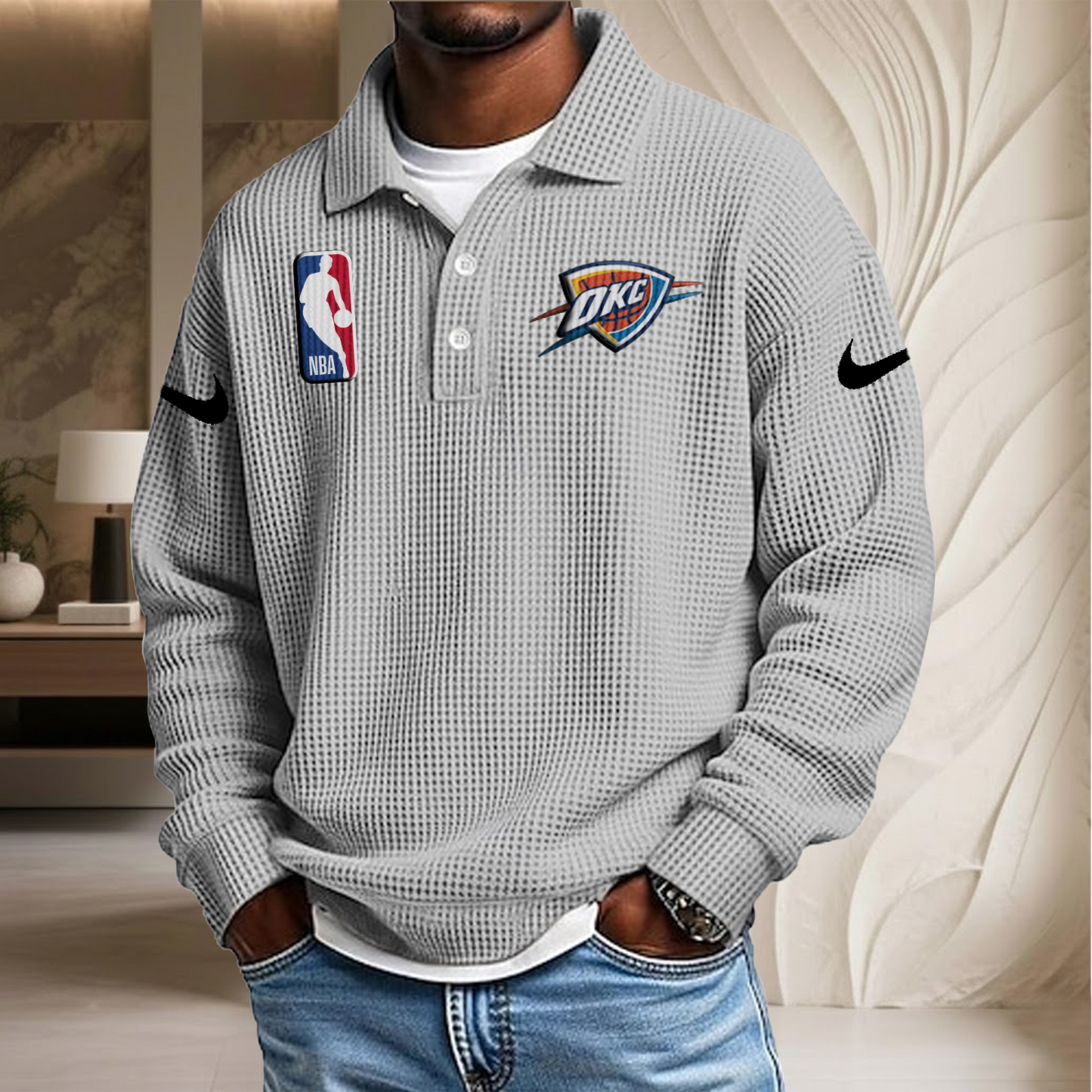 NBA x OCT Waffle Three Button Lapel Polo HLP HLPHUONG