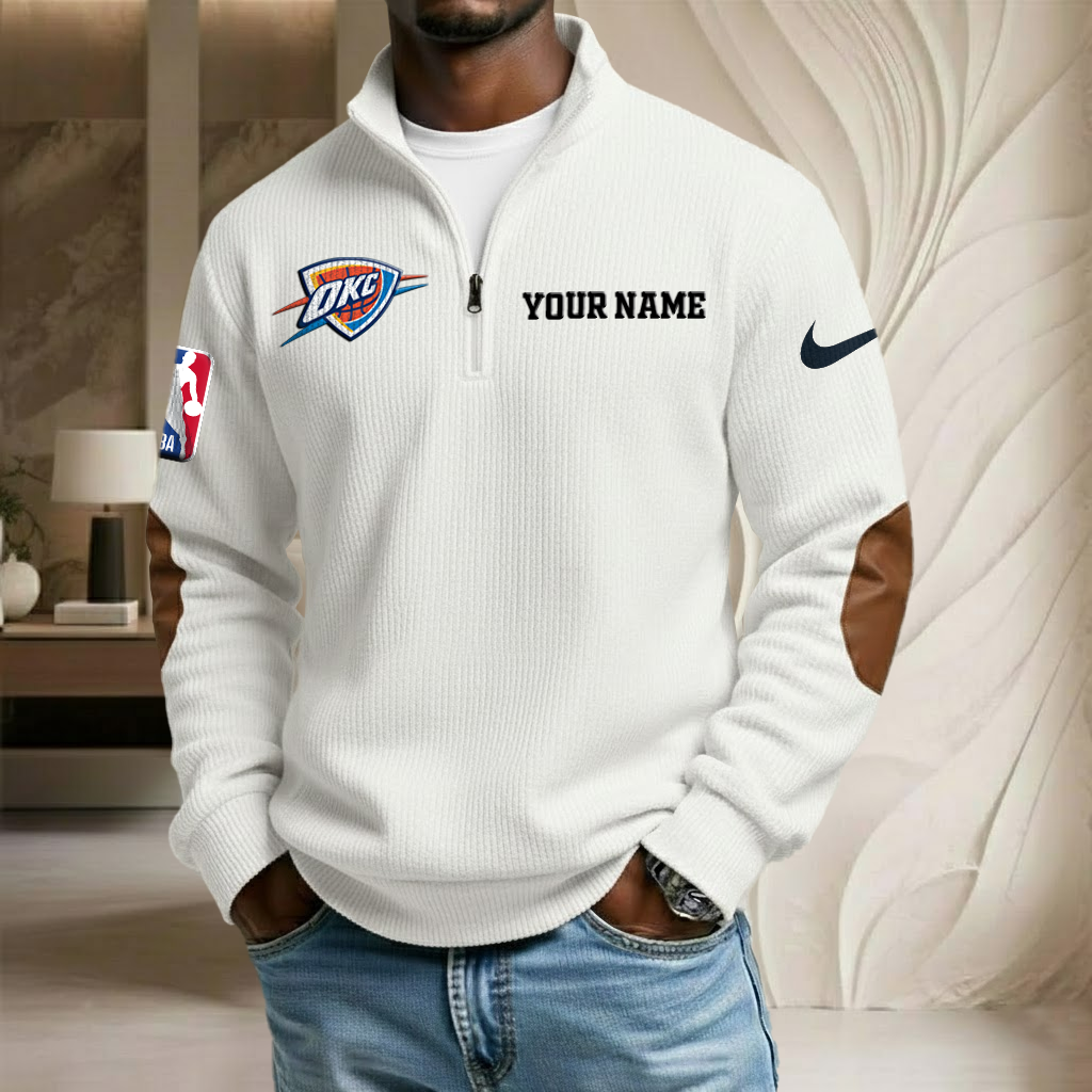 NBA x OKC Custom Name Stand Collar Half-zip Sweatshirt HLP HLPHUONG