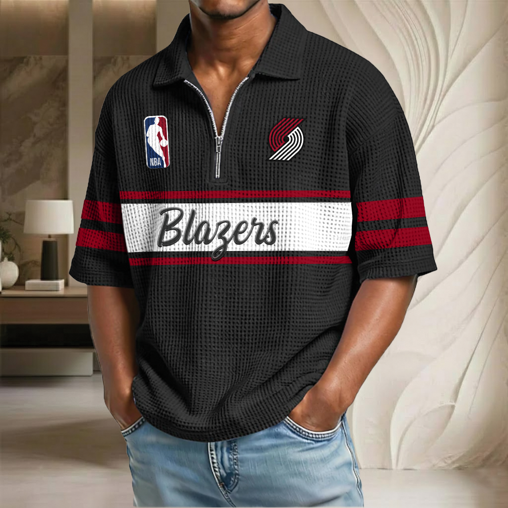 NBA x PTB Basketball Waffle Half-Zip Polo Shirt HLP HLPHUONG