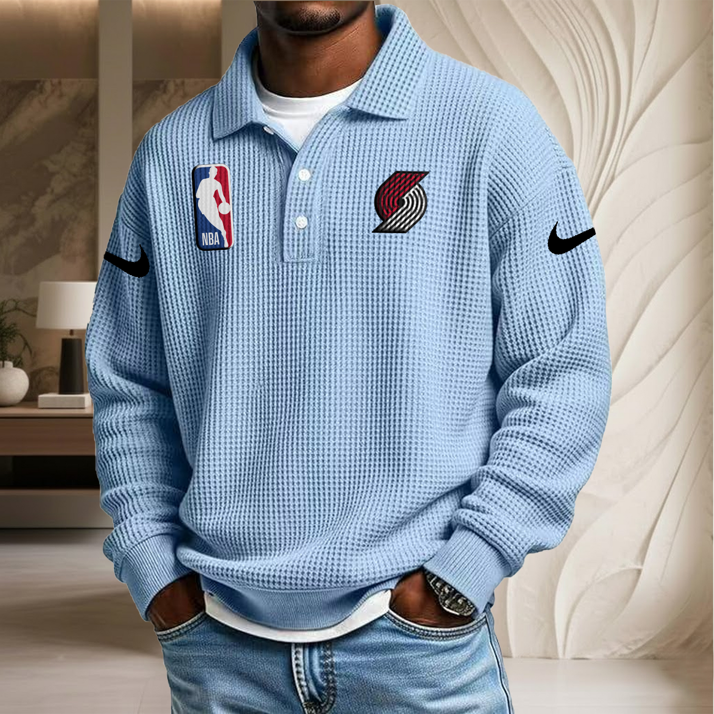 NBA x PTB Waffle Three Button Lapel Polo HLP HLPHUONG