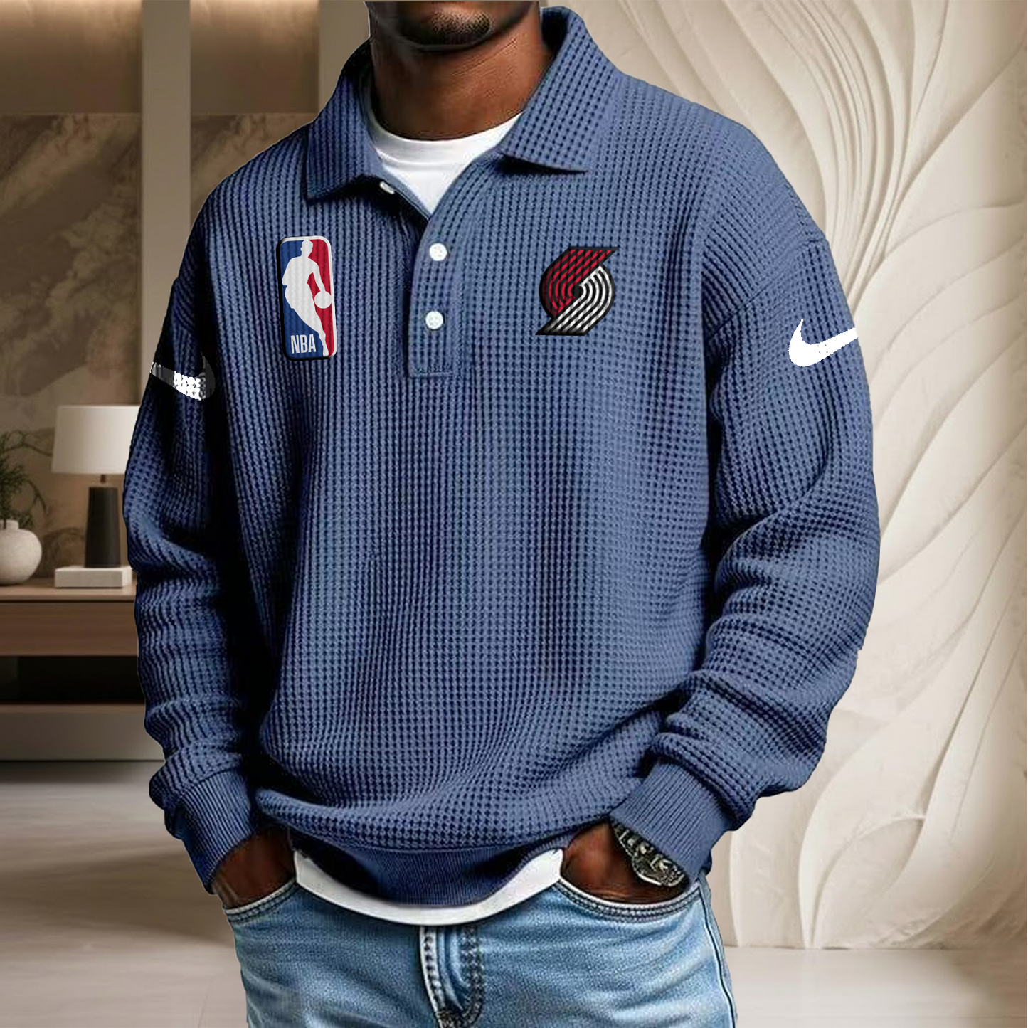NBA x PTB Waffle Three Button Lapel Polo HLP HLPHUONG