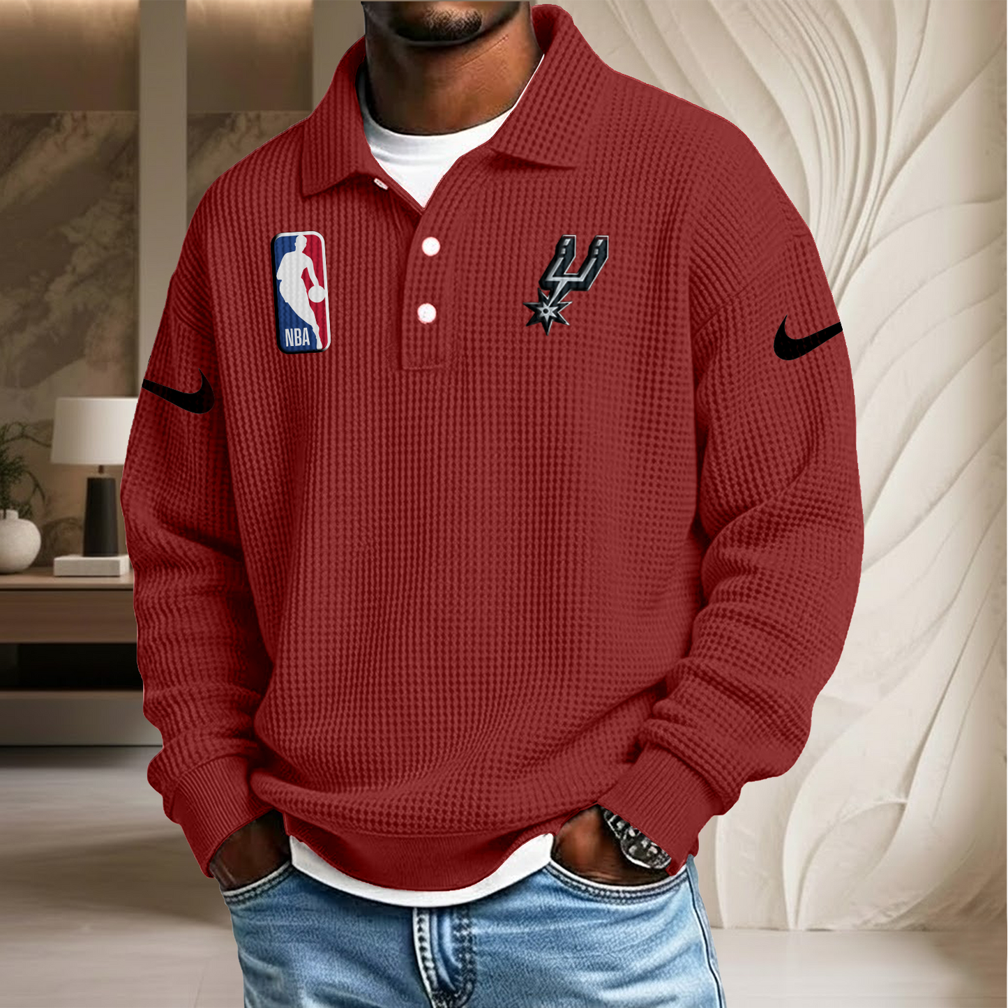 NBA x SAS Waffle Three Button Lapel Polo HLP HLPHUONG