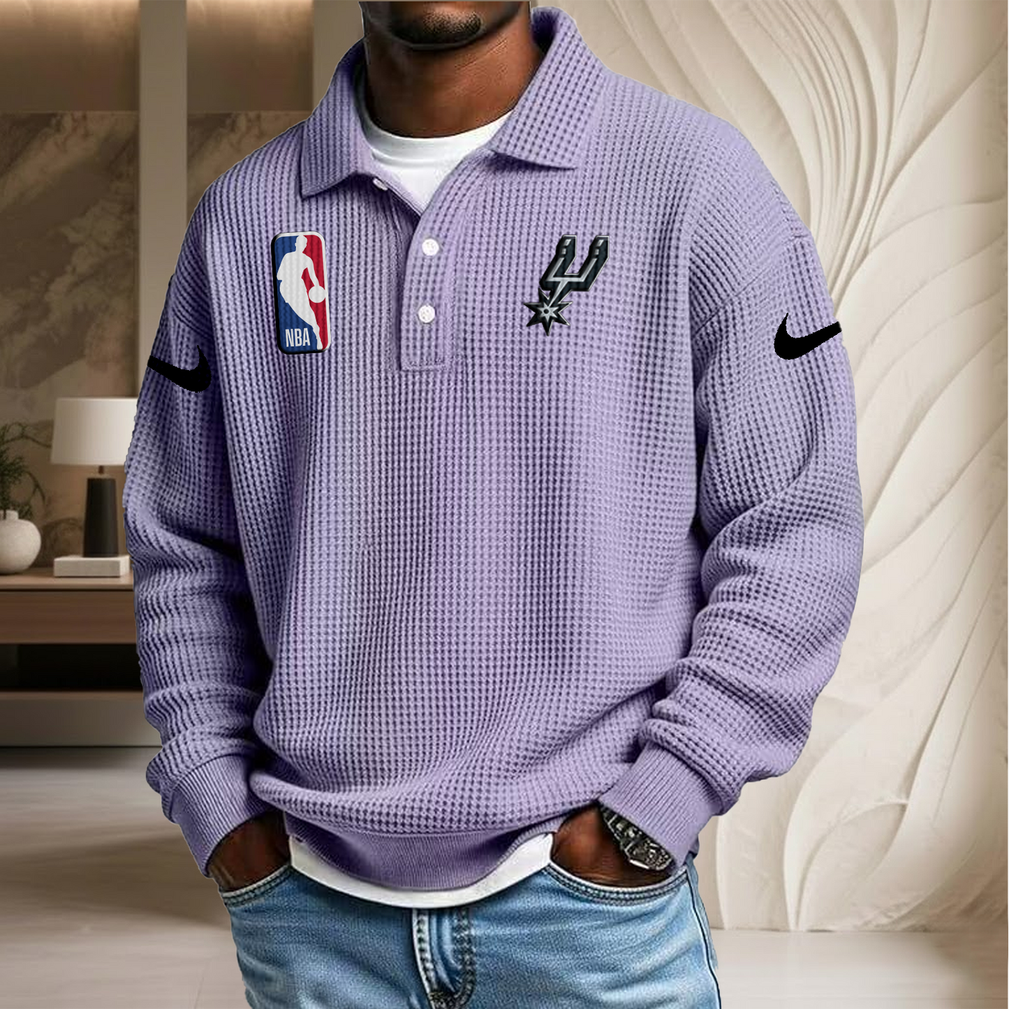 NBA x SAS Waffle Three Button Lapel Polo HLP HLPHUONG