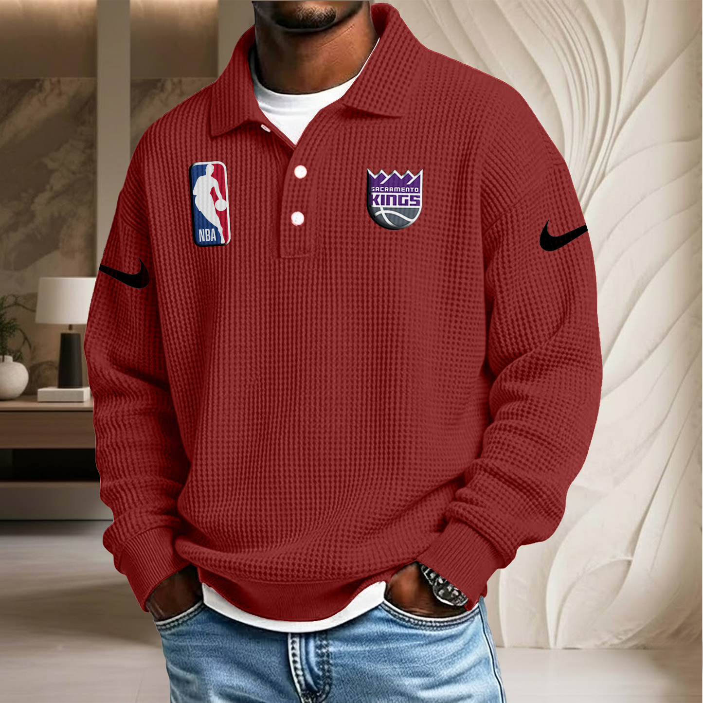 NBA x SK Waffle Three Button Lapel Polo HLP HLPHUONG