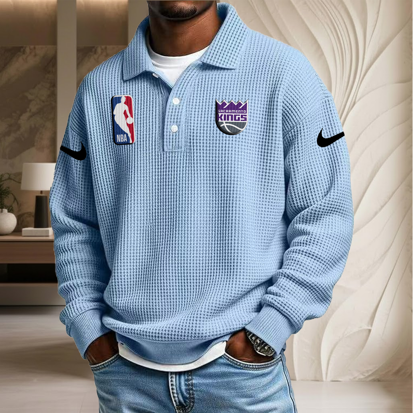 NBA x SK Waffle Three Button Lapel Polo HLP HLPHUONG