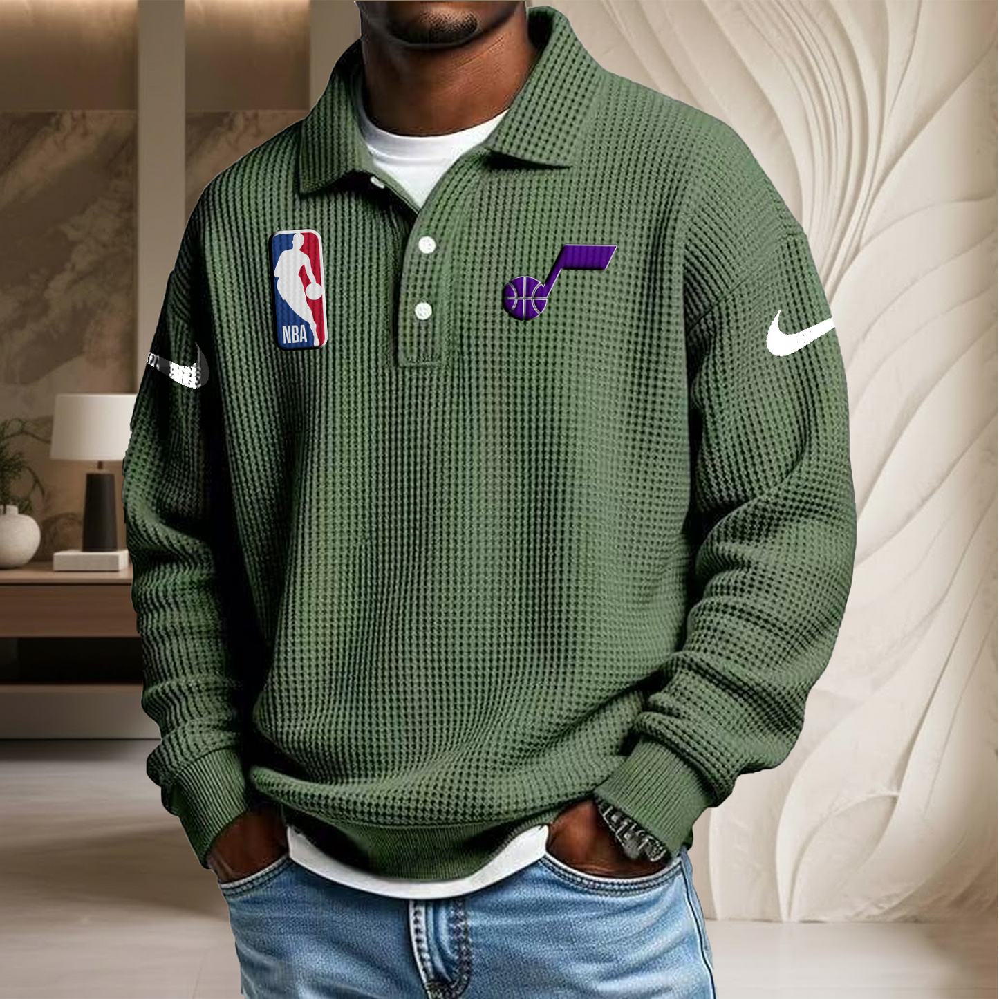 NBA x UJ Waffle Three Button Lapel Polo HLP HLPHUONG