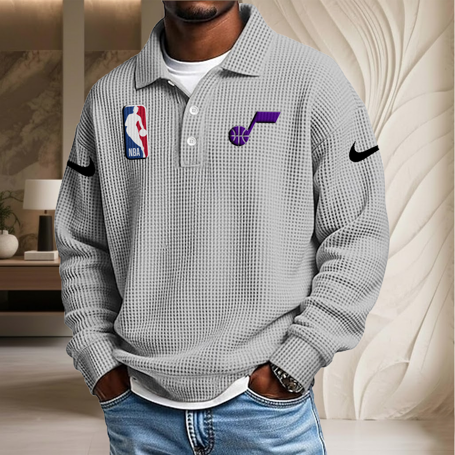 NBA x UJ Waffle Three Button Lapel Polo HLP HLPHUONG