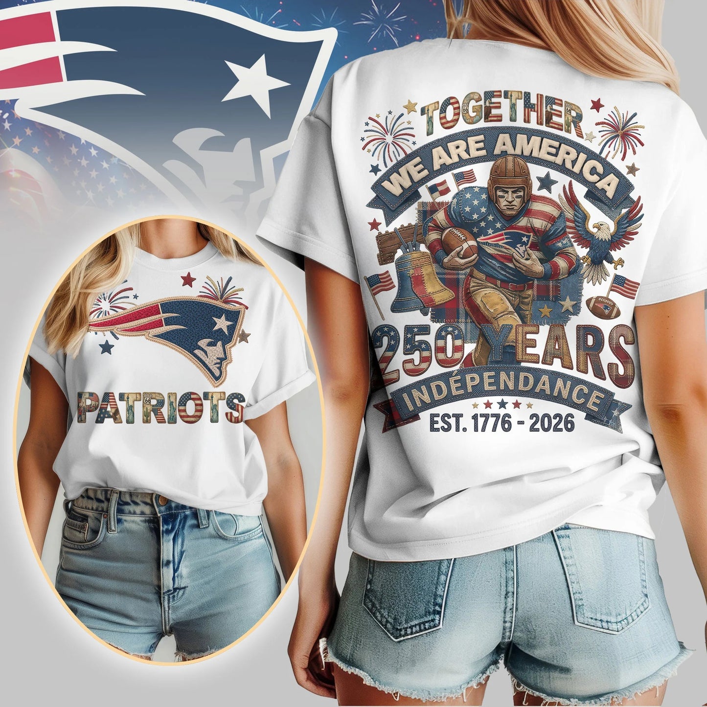 NEP Premium NFL 250th Anniversary Of America Patchwork Women Shirt DDT CTND