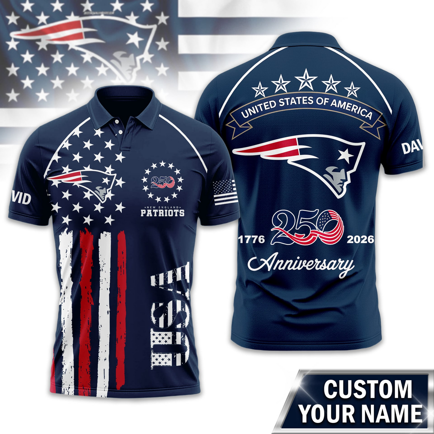 NEP Premium NFL American Semiquincentennial Polo Shirt DDT NTL