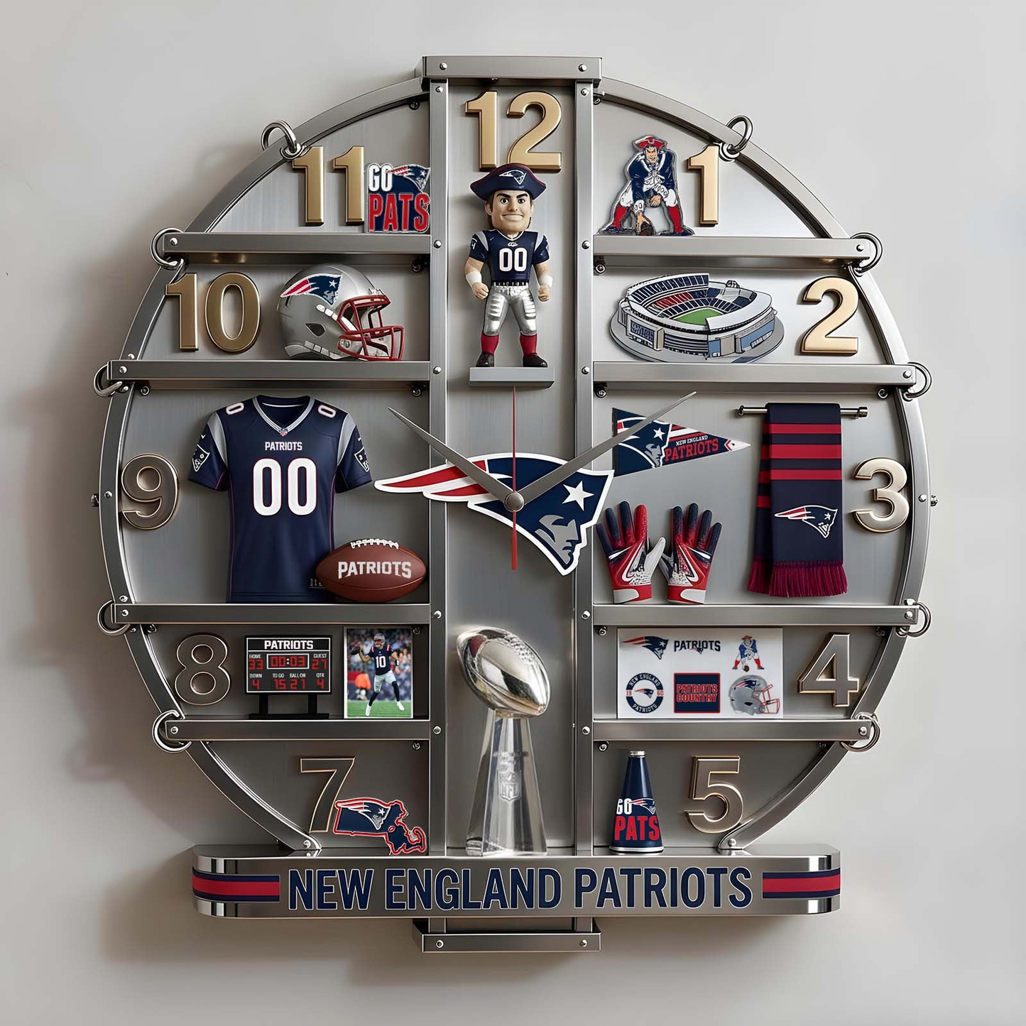 NEP x NFL Home Decorative 3D Visual Effect Acrylic Wall Clock NAK CTKT