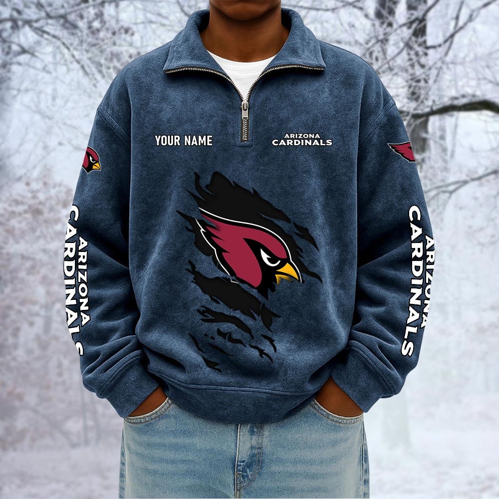 NFL x ARI Custom Name Half-zip Collar Suede Sweatshirt HLP HLPHUONG