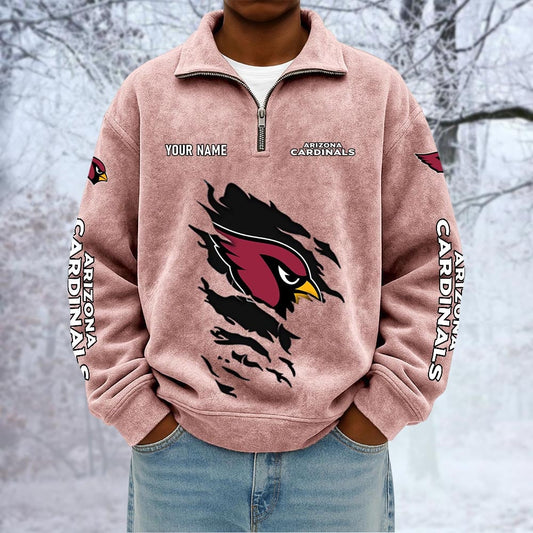 NFL x ARI Custom Name Half-zip Collar Suede Sweatshirt HLP HLPHUONG