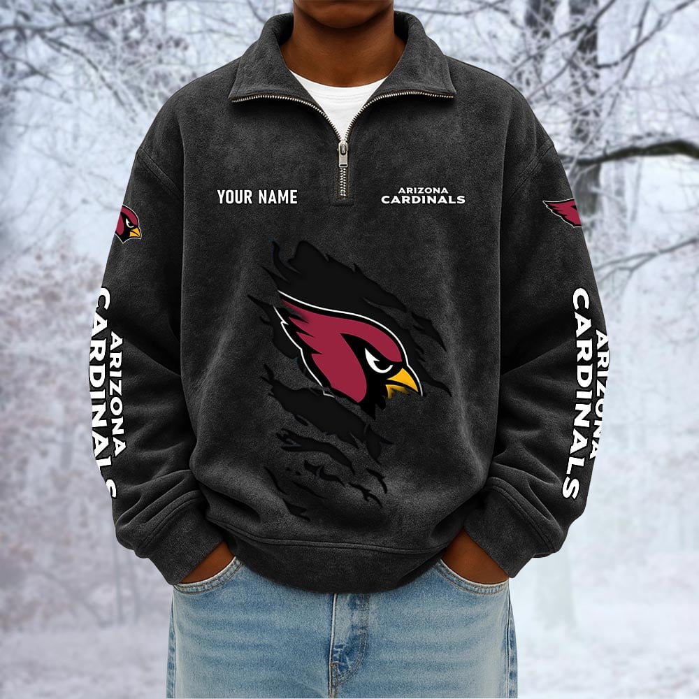 NFL x ARI Custom Name Half-zip Collar Suede Sweatshirt HLP HLPHUONG