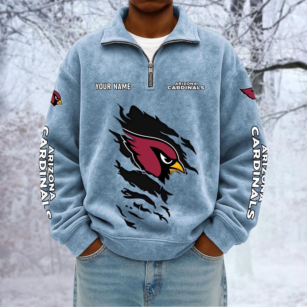 NFL x ARI Custom Name Half-zip Collar Suede Sweatshirt HLP HLPHUONG