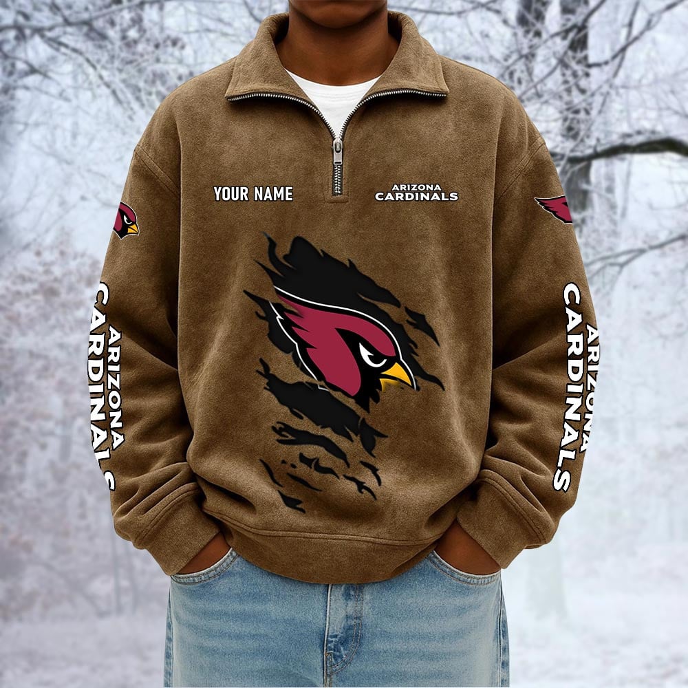NFL x ARI Custom Name Half-zip Collar Suede Sweatshirt HLP HLPHUONG