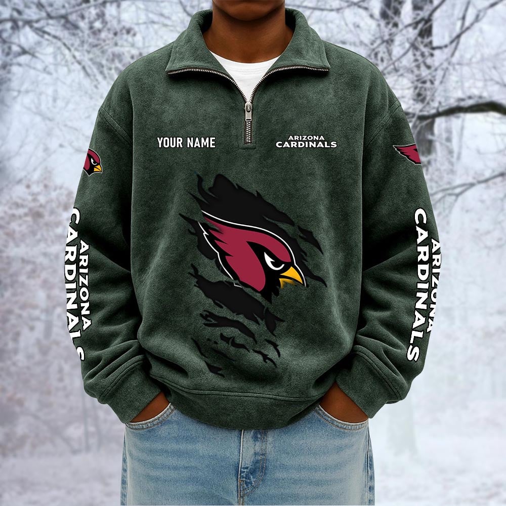 NFL x ARI Custom Name Half-zip Collar Suede Sweatshirt HLP HLPHUONG