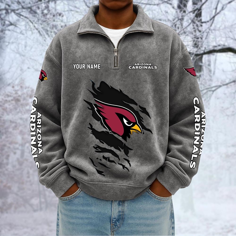 NFL x ARI Custom Name Half-zip Collar Suede Sweatshirt HLP HLPHUONG