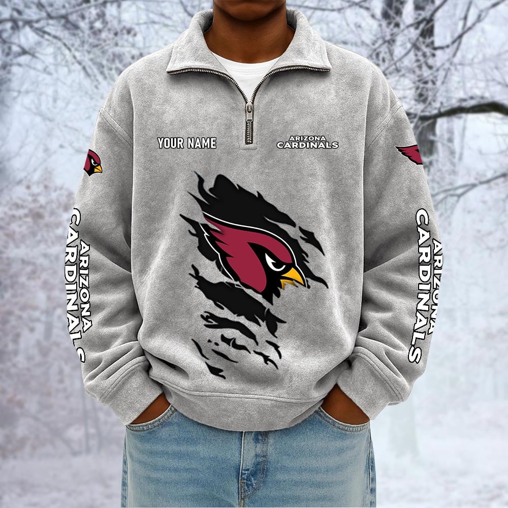 NFL x ARI Custom Name Half-zip Collar Suede Sweatshirt HLP HLPHUONG