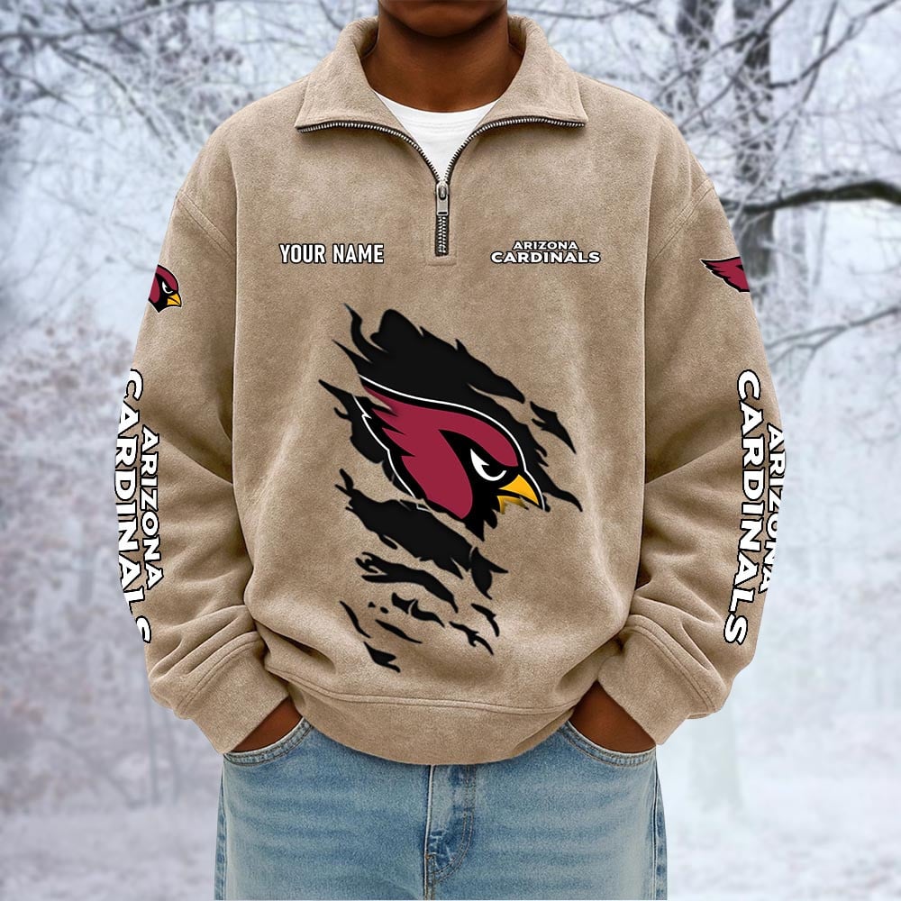 NFL x ARI Custom Name Half-zip Collar Suede Sweatshirt HLP HLPHUONG