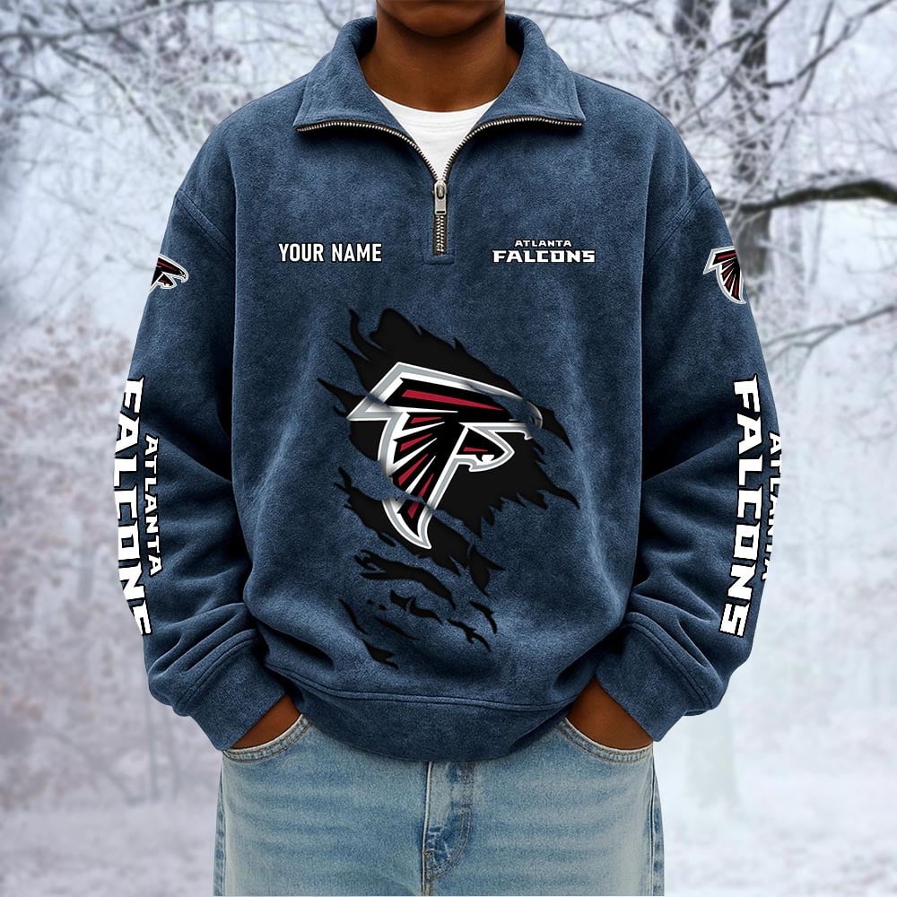 NFL x ATL Custom Name Half-zip Collar Suede Sweatshirt HLP HLPHUONG