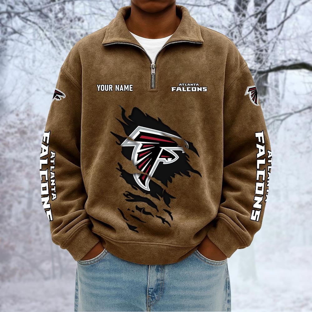 NFL x ATL Custom Name Half-zip Collar Suede Sweatshirt HLP HLPHUONG