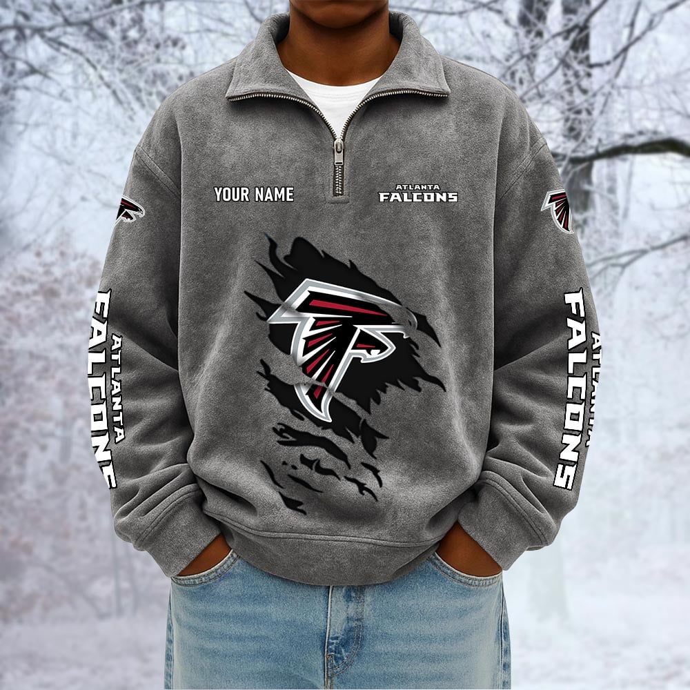 NFL x ATL Custom Name Half-zip Collar Suede Sweatshirt HLP HLPHUONG