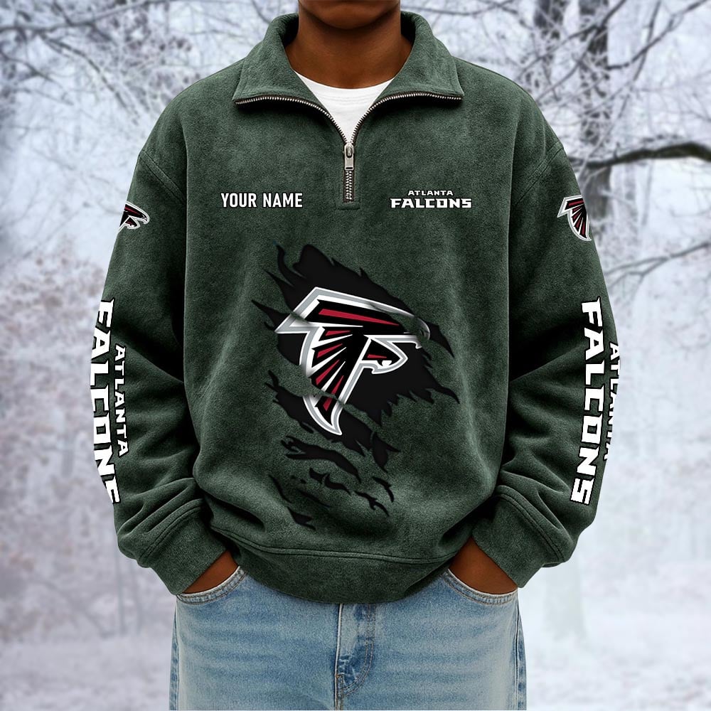NFL x ATL Custom Name Half-zip Collar Suede Sweatshirt HLP HLPHUONG
