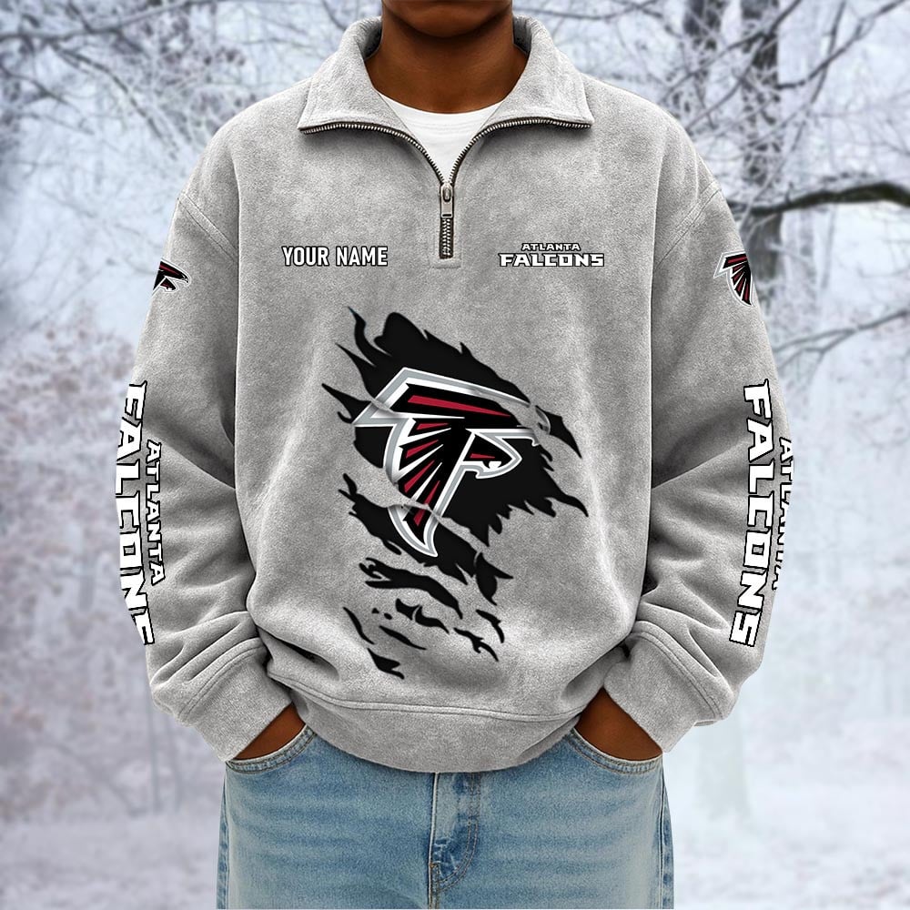 NFL x ATL Custom Name Half-zip Collar Suede Sweatshirt HLP HLPHUONG