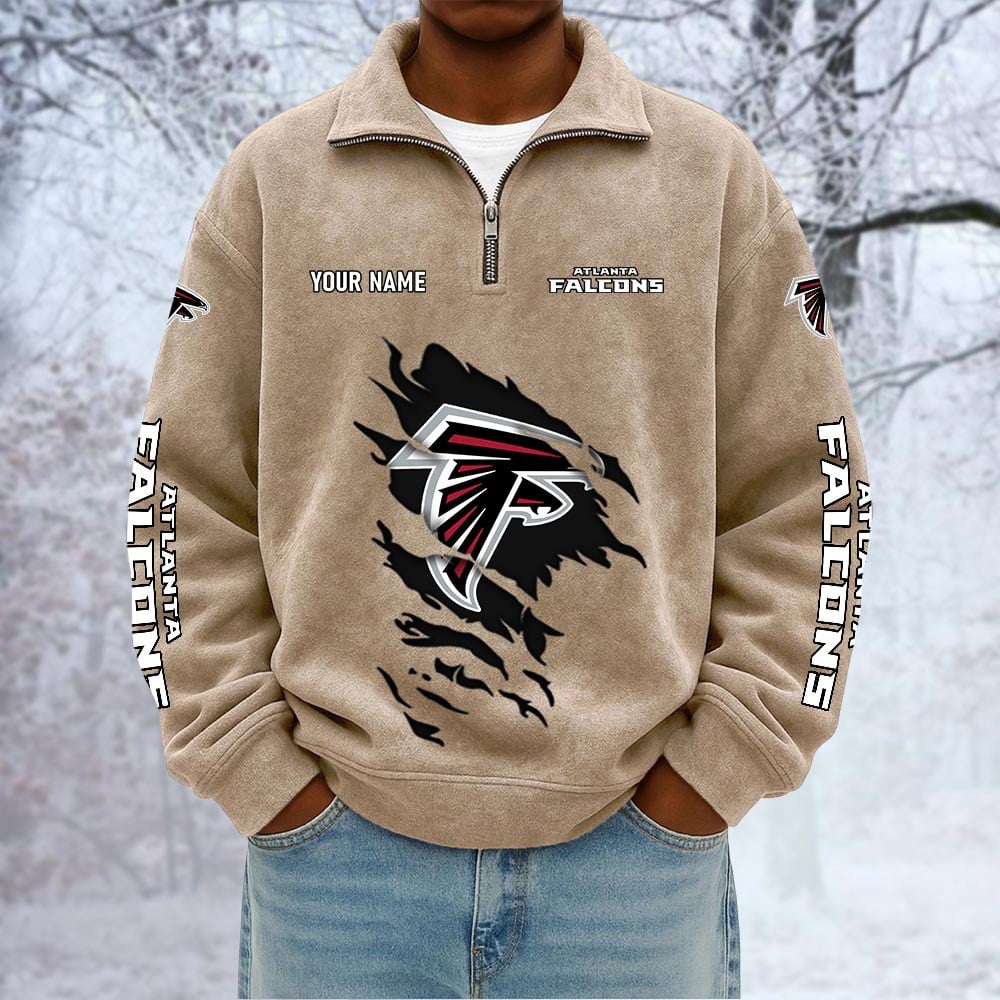 NFL x ATL Custom Name Half-zip Collar Suede Sweatshirt HLP HLPHUONG