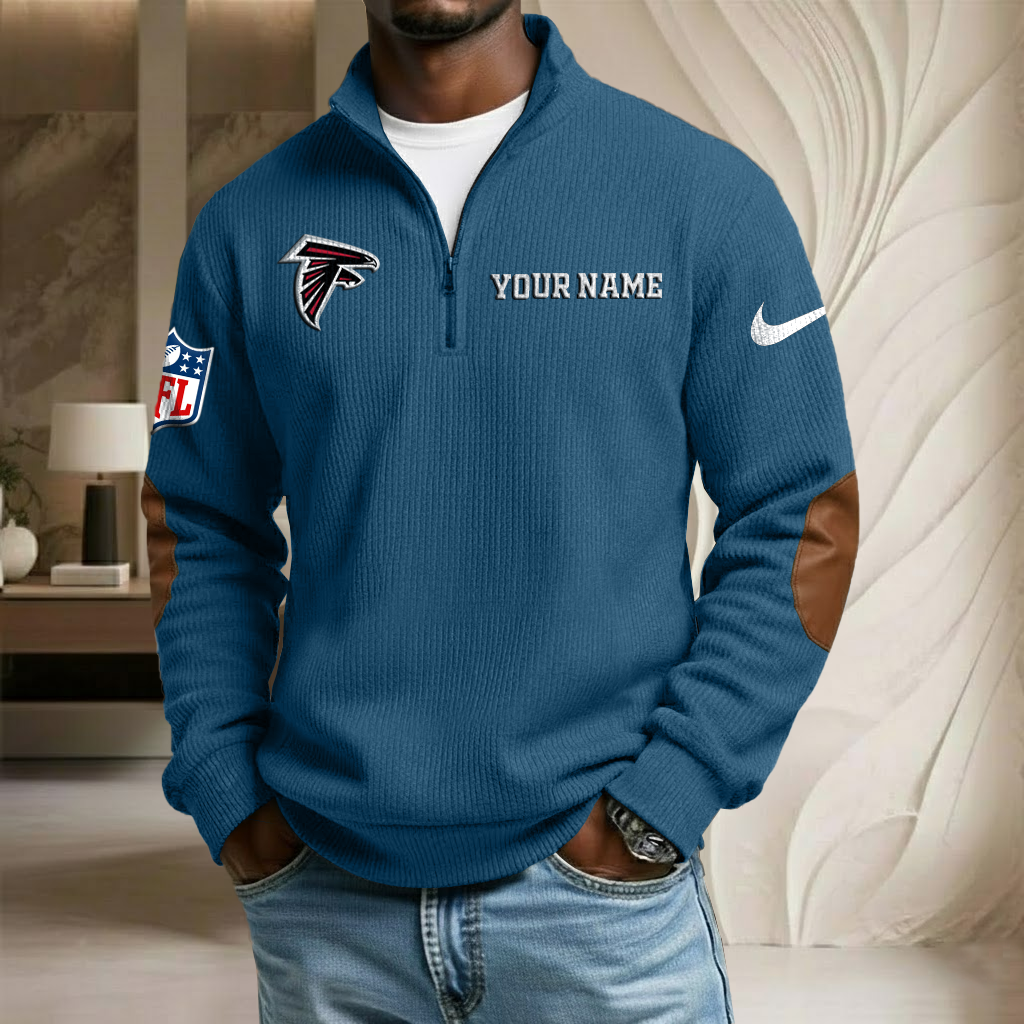NFL x ATL Custom Name Stand Collar Half-zip Sweatshirt HLP HLPHUONG