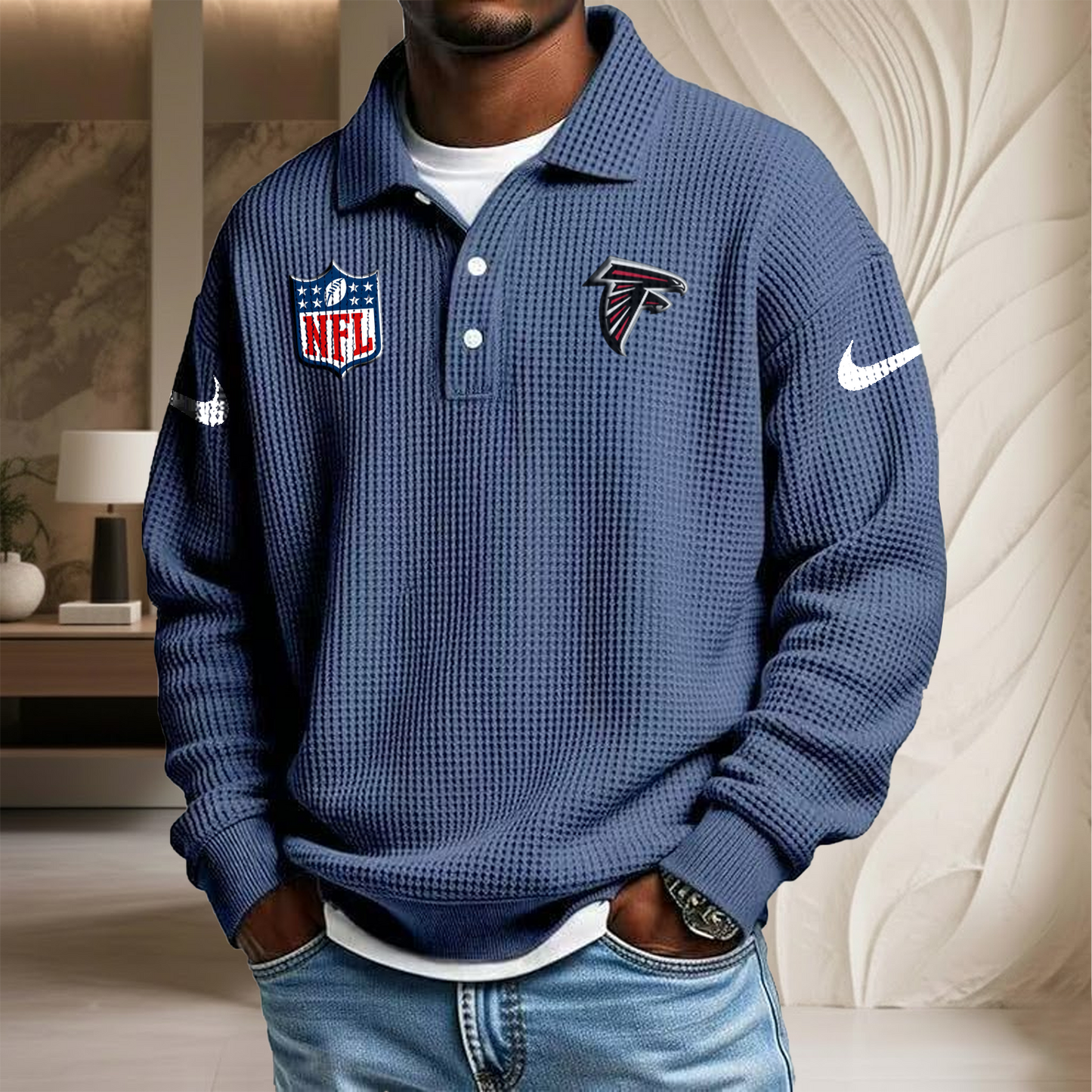NFL x ATL Waffle Three Button Lapel Polo HLP HLPHUONG