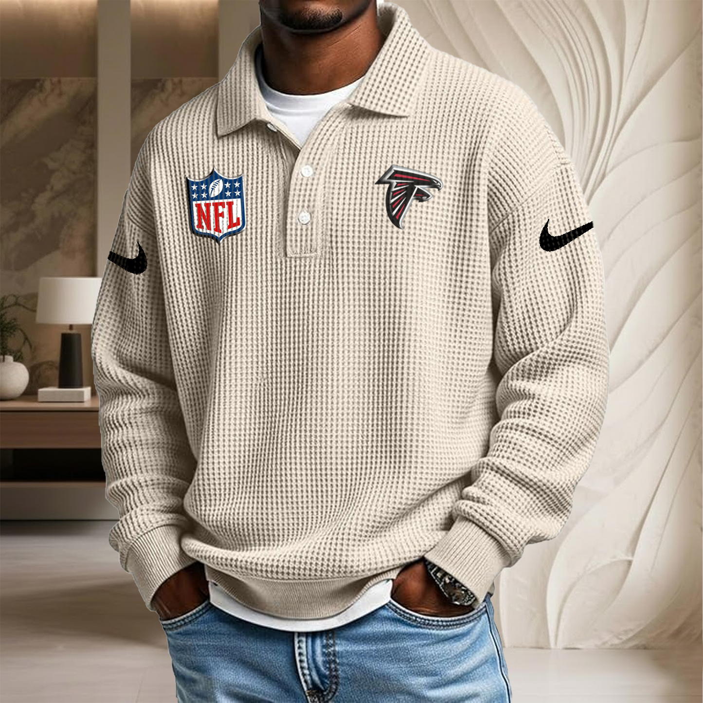NFL x ATL Waffle Three Button Lapel Polo HLP HLPHUONG