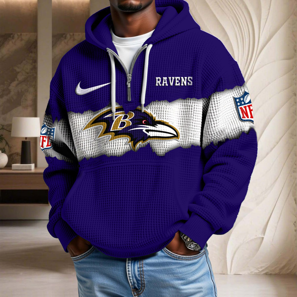 NFL x BAL Crack Waffle Half Zip Hoodie HLP HLPHUONG