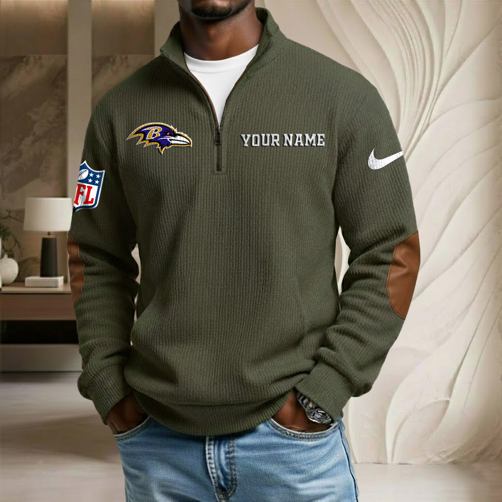 NFL x BAL Custom Name Stand Collar Half-zip Sweatshirt HLP HLPHUONG