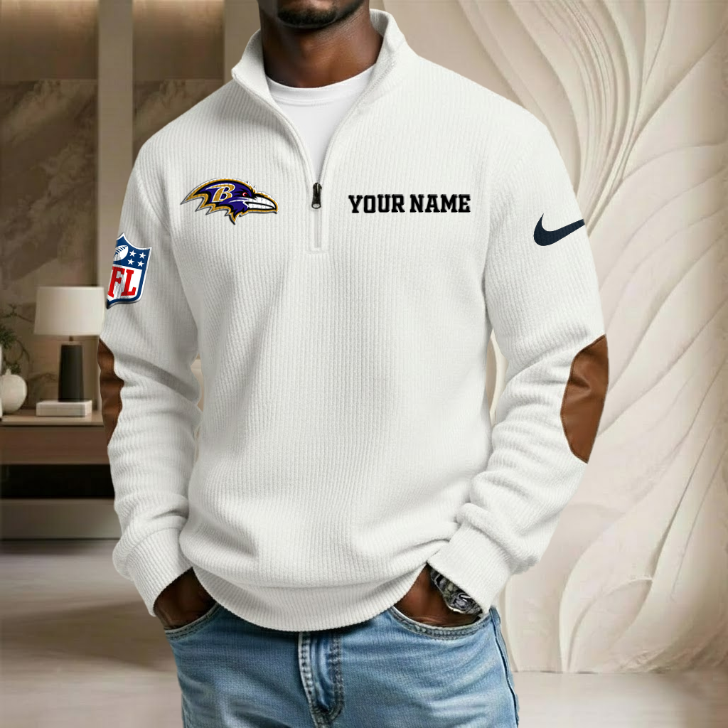 NFL x BAL Custom Name Stand Collar Half-zip Sweatshirt HLP HLPHUONG