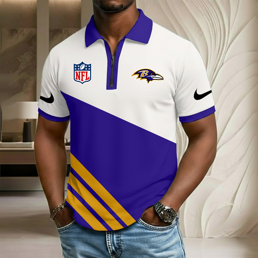 NFL x BAL Sport Zip Polo Golf Shirt HLP HLPHUONG