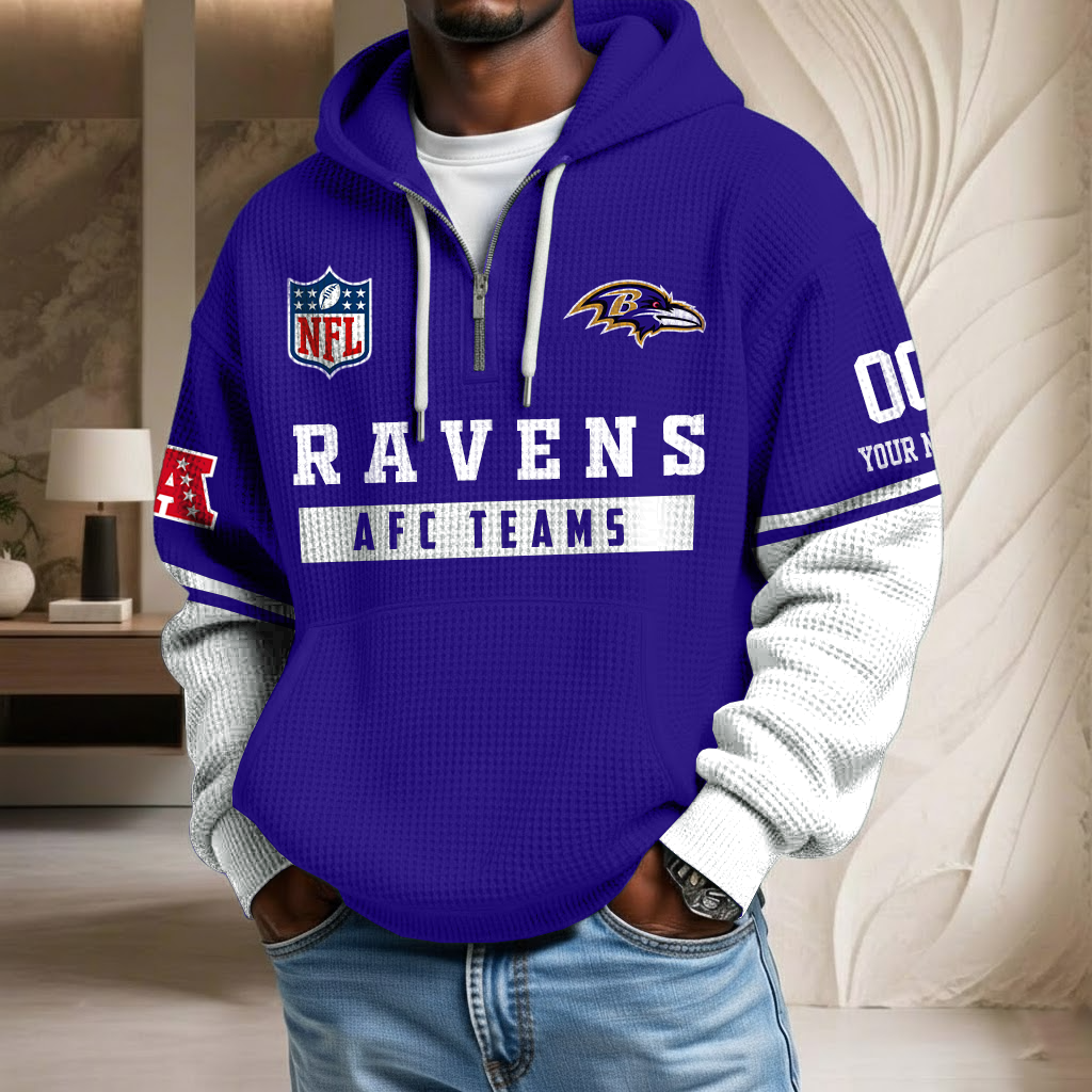 NFL x BAL Team Custom Waffle Half Zip Hoodie HLP HLPHUONG