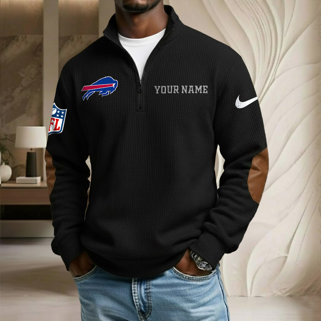 NFL x BUF Custom Name Stand Collar Half-zip Sweatshirt HLP HLPHUONG