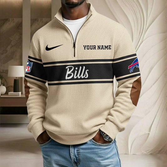 NFL x BUF Custom Name Stand Collar Half-zip Sweatshirt HLP HLPHUONG