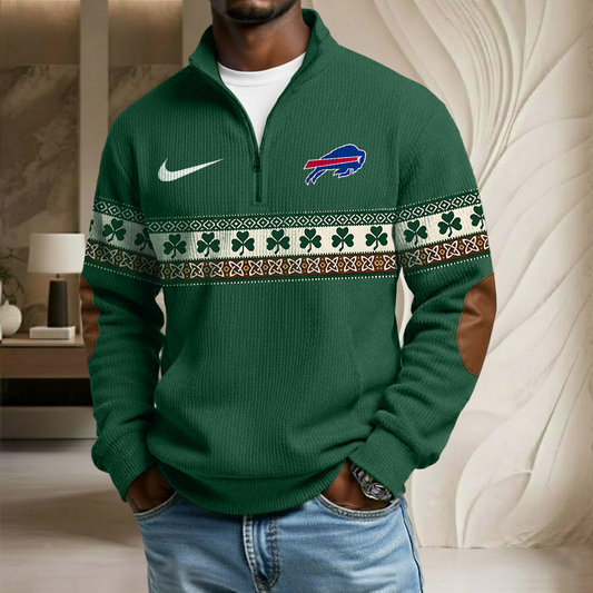 NFL x BUF Lucky St Patrick Day Stand Collar Half-zip Sweatshirt HLP HLPHUONG