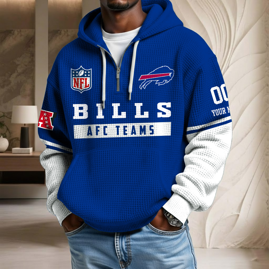 NFL x BUF Team Custom Waffle Half Zip Hoodie HLP HLPHUONG