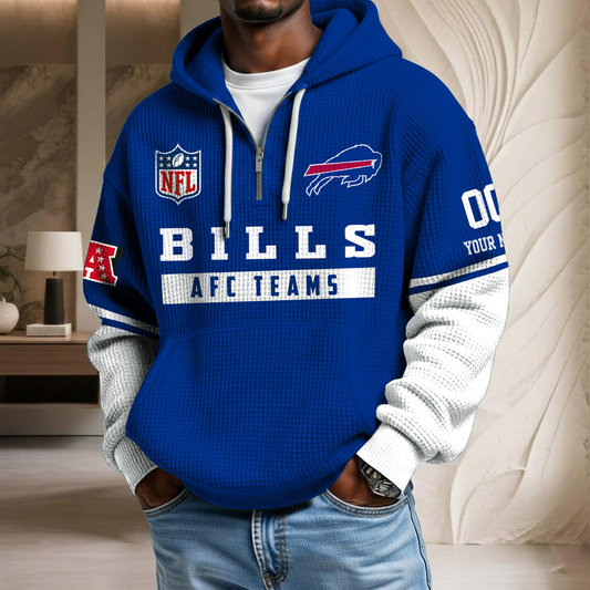 NFL x BUF Team Custom Waffle Half Zip Hoodie HLP HLPHUONG